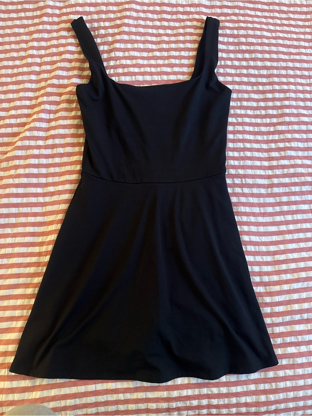 Reformation Black Square-Neck Mini Dress